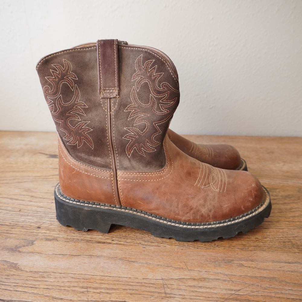 Ariat Women's 9.5B Brown Fatbaby Leather Suede Western Cowboy Boots Country